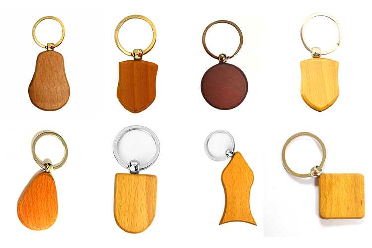 Promotional Gifts Keychains Customize Engraved Logo Blank Wooden Keychain