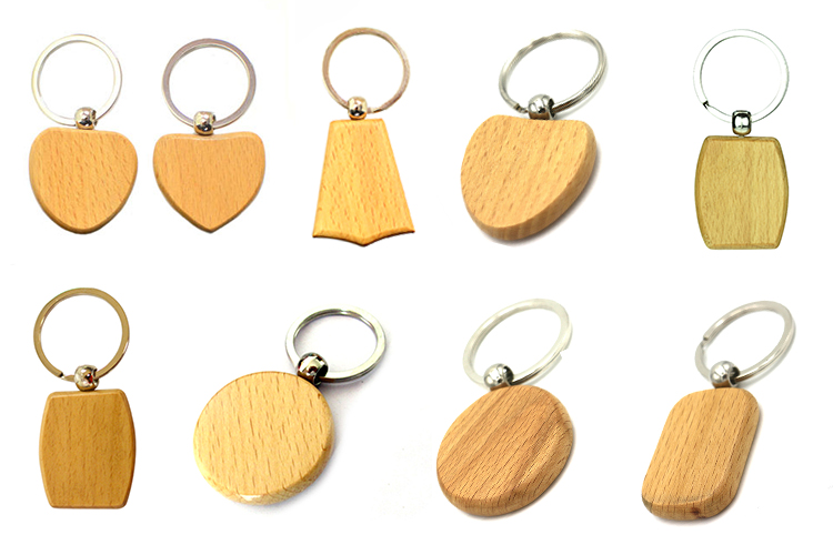 Factory Custom Laser Engraved Logo Souvenir Promotion Gift Blank Wooden Keychain