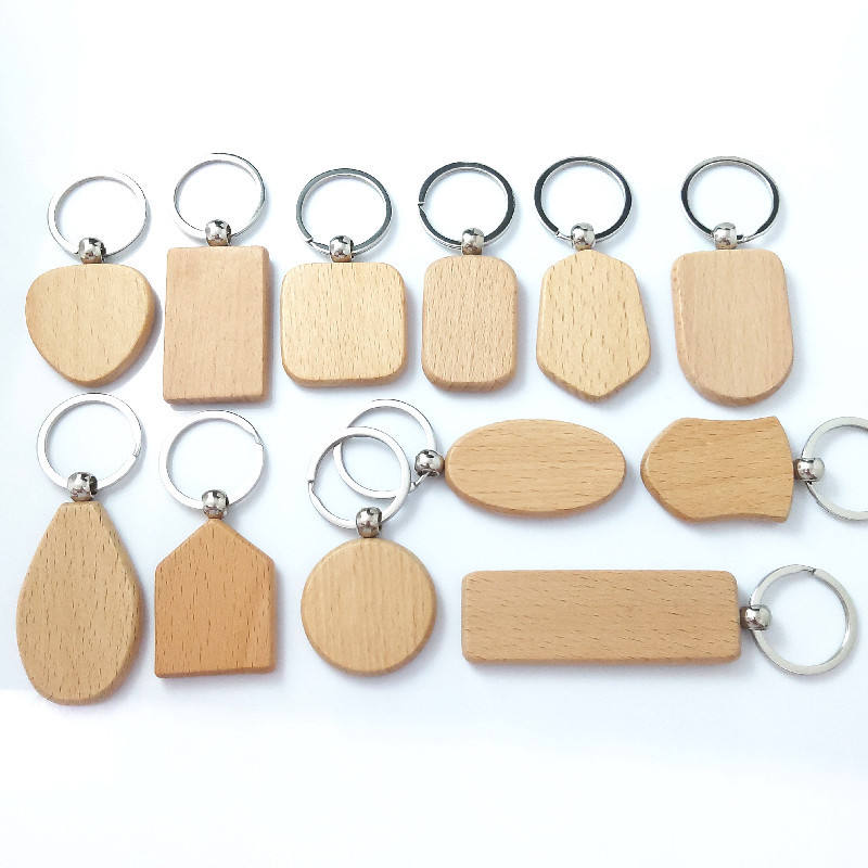 Factory Promotional Custom Printed Logo Blank Wood Wooden Keychain