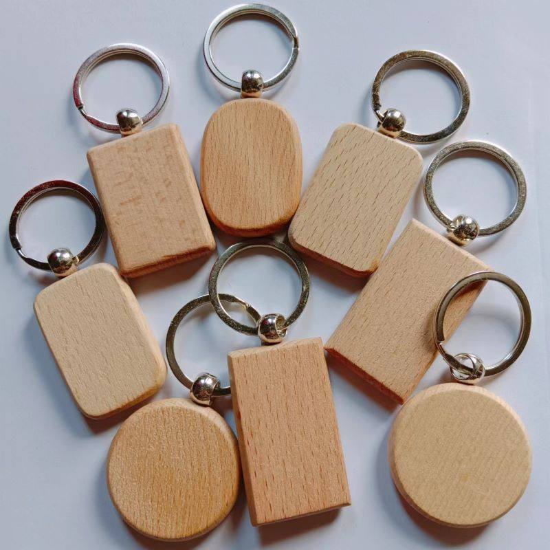 Factory Promotional Custom Printed Logo Blank Wood Wooden Keychain