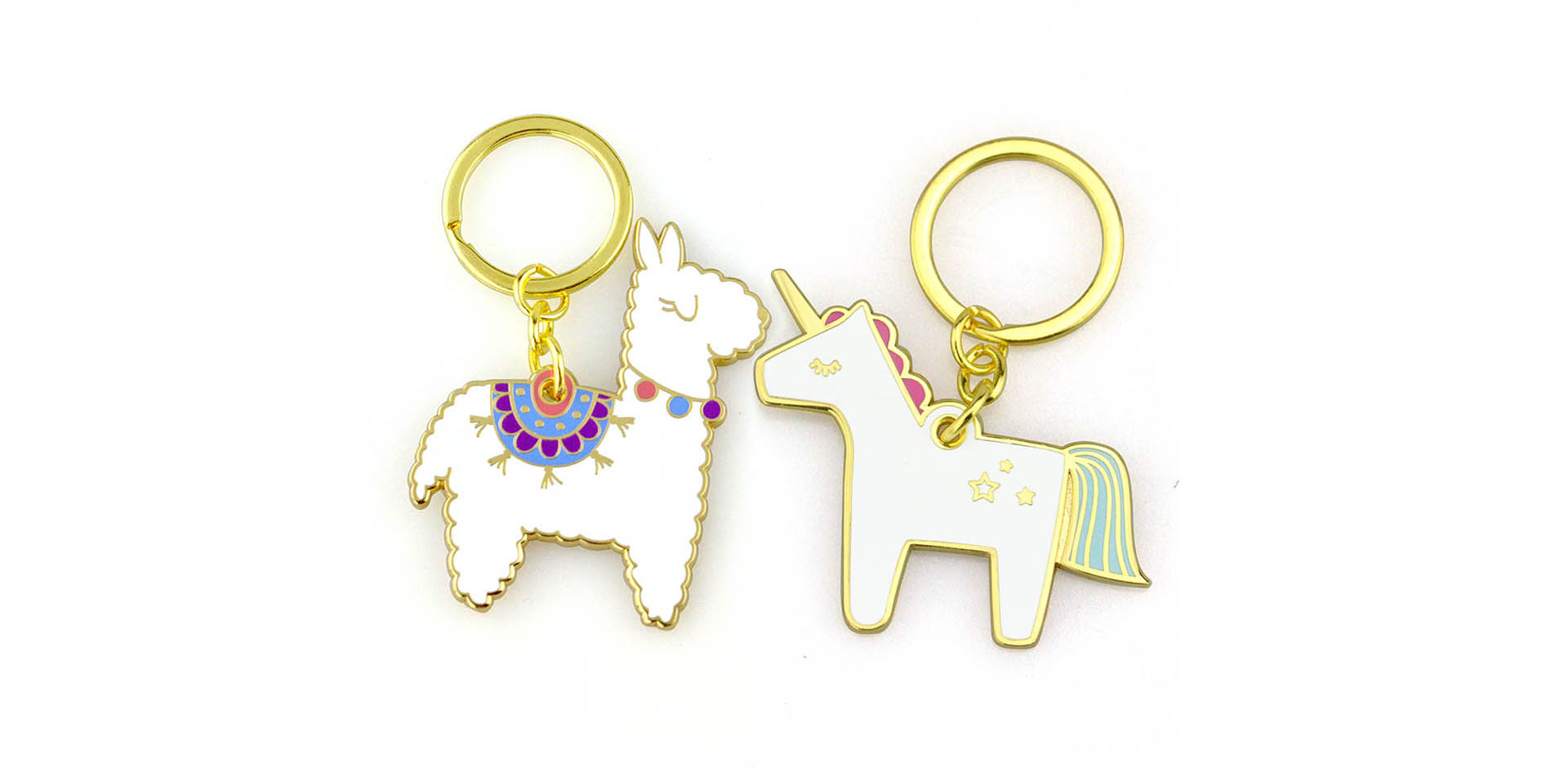 Metal Double Rings Keychain