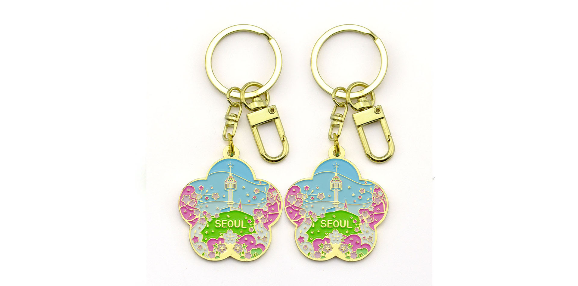 Metal Double Rings Keychain