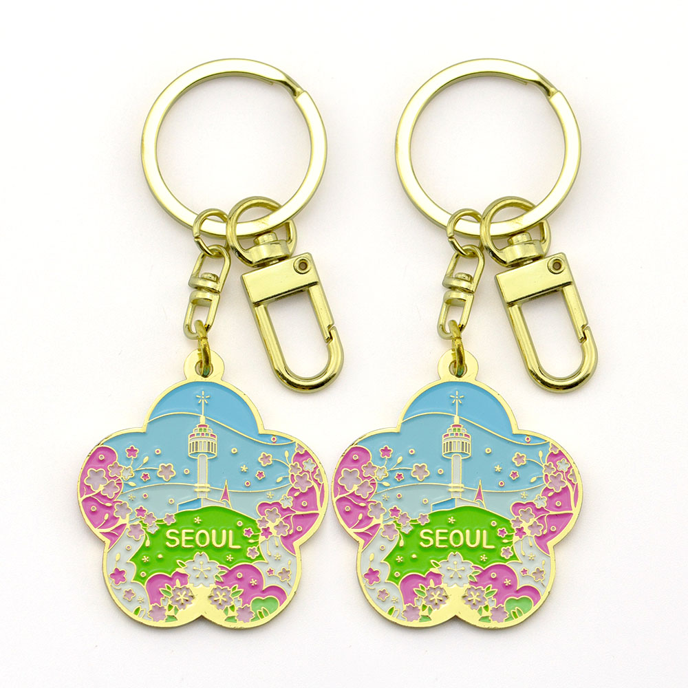 Cheap Personalized Customized Simple Fashionable Metal Double Rings Keychain For Business Gift