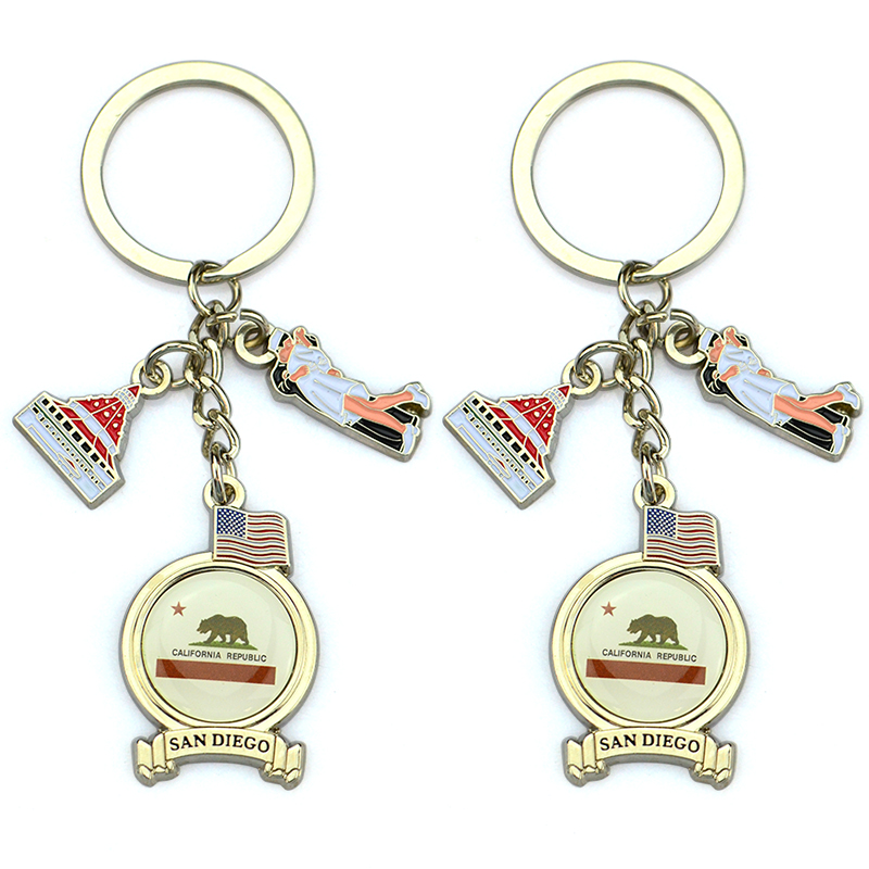 Custom Cute Metal Double Sided Hard Enamel Keychain Metal Blank Keychain Sublimation Photo Keychain