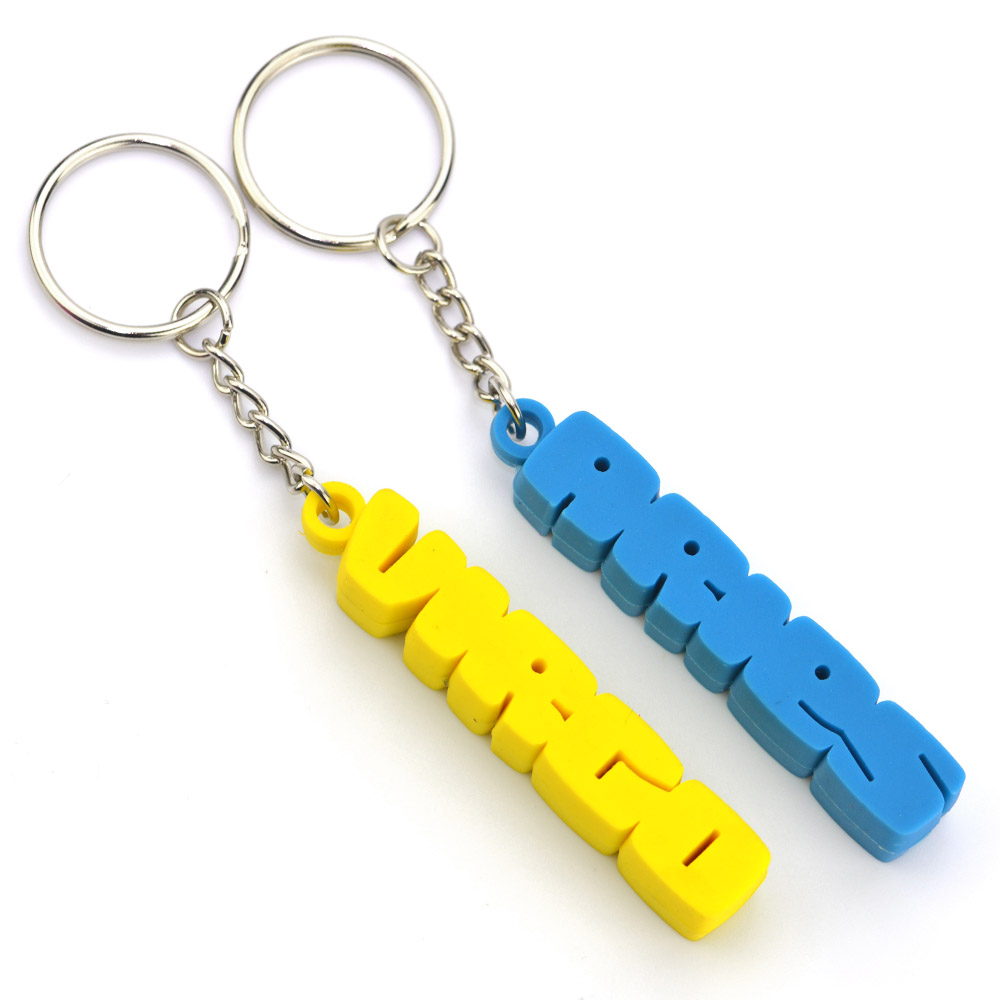 Wholesale New Style Personalized Custom Logo Make Your Own Silicone Rubberized Keychain Rings