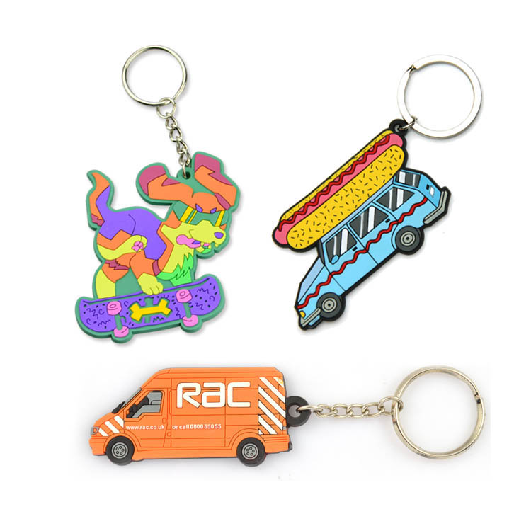 Wholesale Manufacturer Custom Your Own Logo Keychains Soft Rubber Keychain