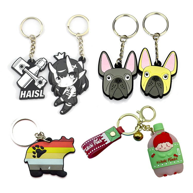 Wholesale Manufacturer Custom Your Own Logo Keychains Soft Rubber Keychain