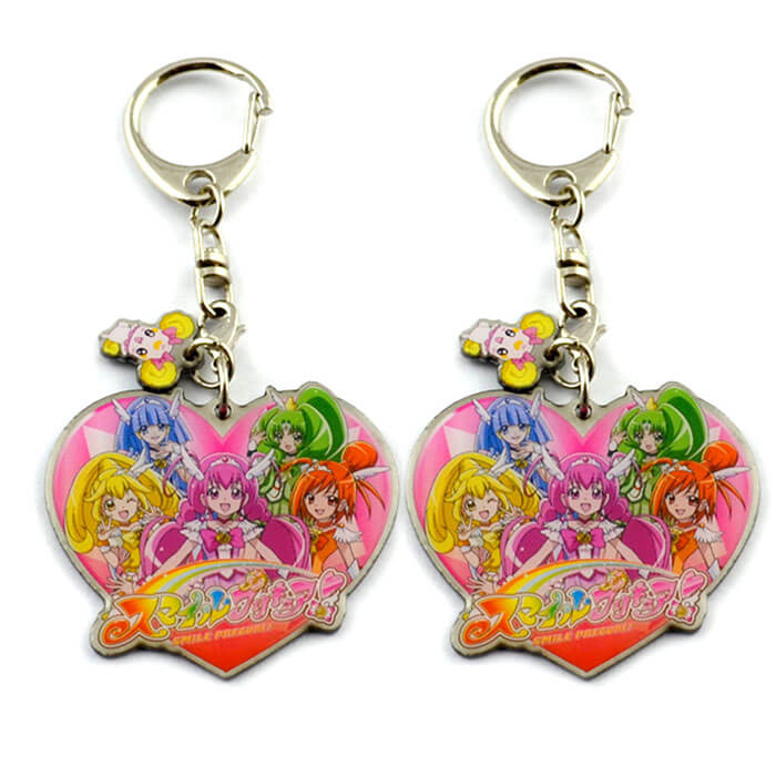 Custom Metal Character Keyring Keychain With Anime Print Ring For Keychain