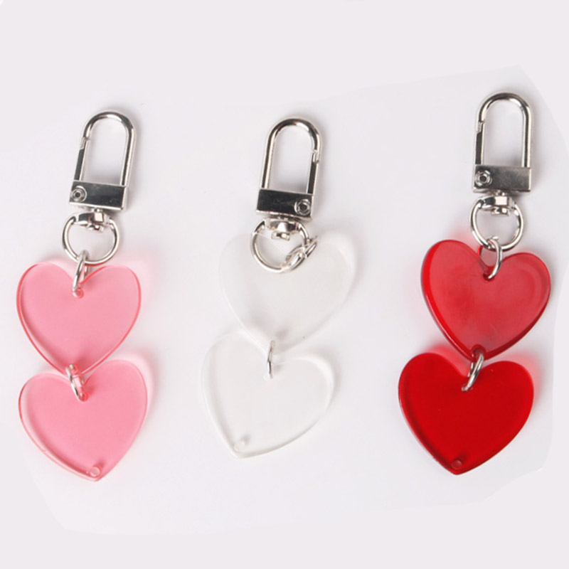 Wholesale Custom Logo Acrylic Keychain Heart Shaped Keyring Accessories