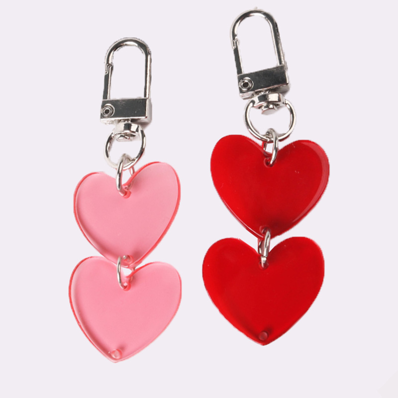 Wholesale Custom Logo Acrylic Keychain Heart Shaped Keyring Accessories