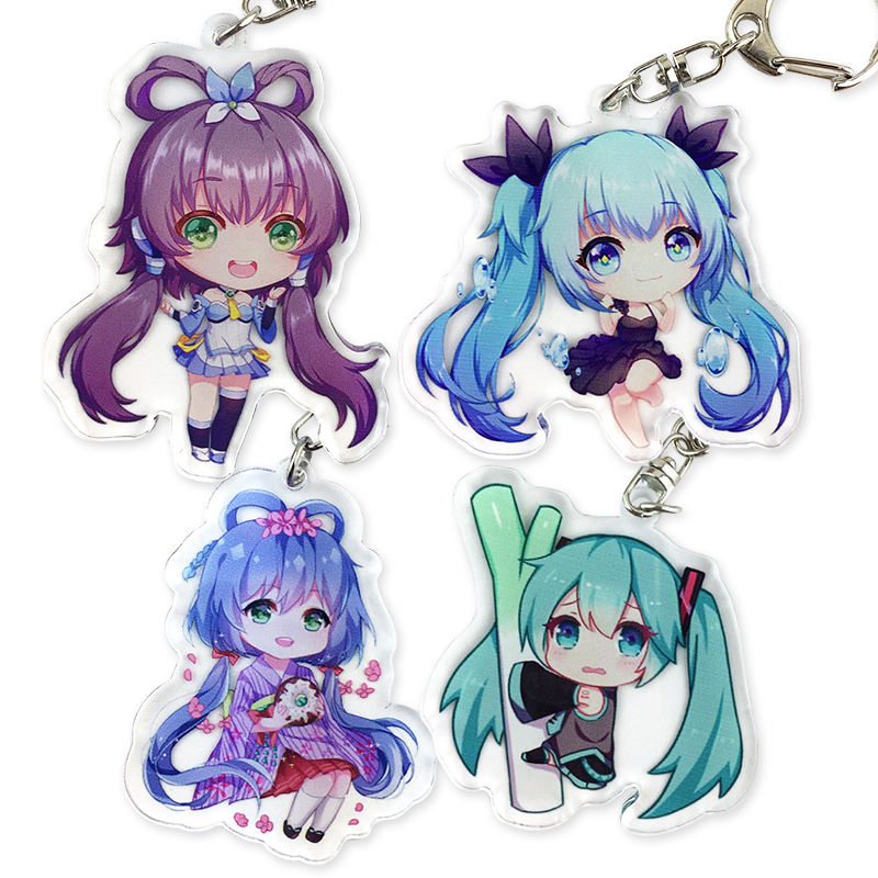 Customized Cartoon Acrylic Keychains Sublimation Backpack Anime Keyrings