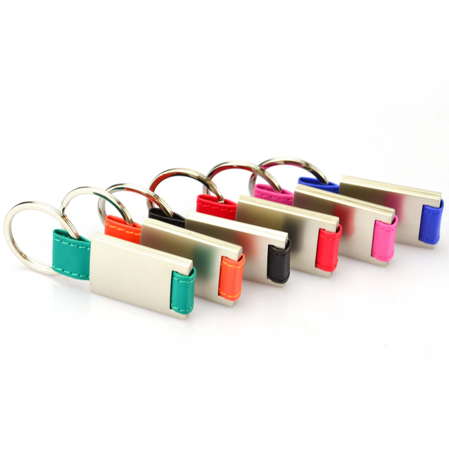 Custom Colorful Blank Pu Leather Key Chain Metal Ring Holder Keychain With Logo