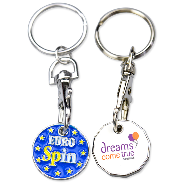 Personalized High Quality Metal Trolley Insert Token Coin Keychains Custom Design
