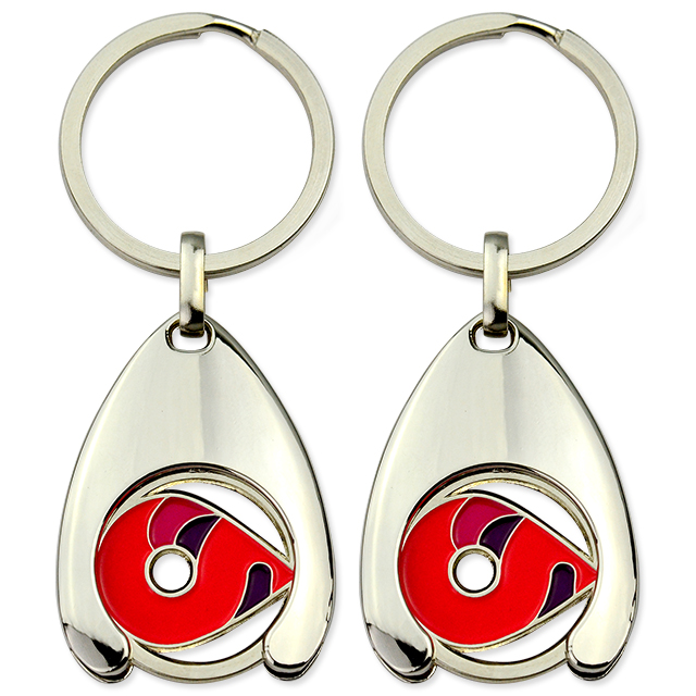 Custom Logo Red Keyring Metal Coin Holder Grocery Tokens Portable