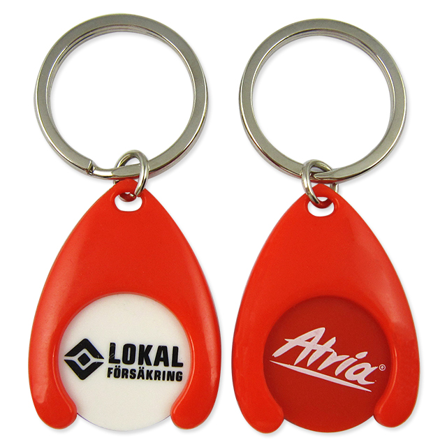 Custom Sublimation Trolley Token Insert Coin Key Chain Holder Plastic Keyring