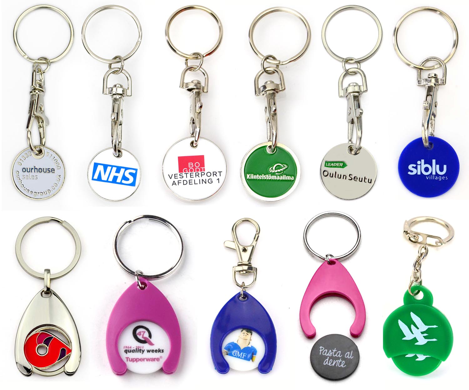 Manufacturer Customized Metal Token Trolley Coin Holder Keychain With Logo