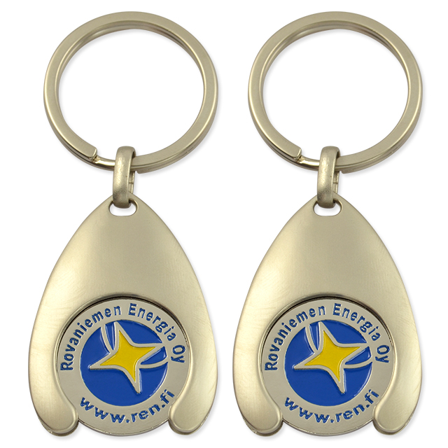 Customization Fashion Shopping Cart Metal Trolley Keyring Token Coin Holder Keychain
