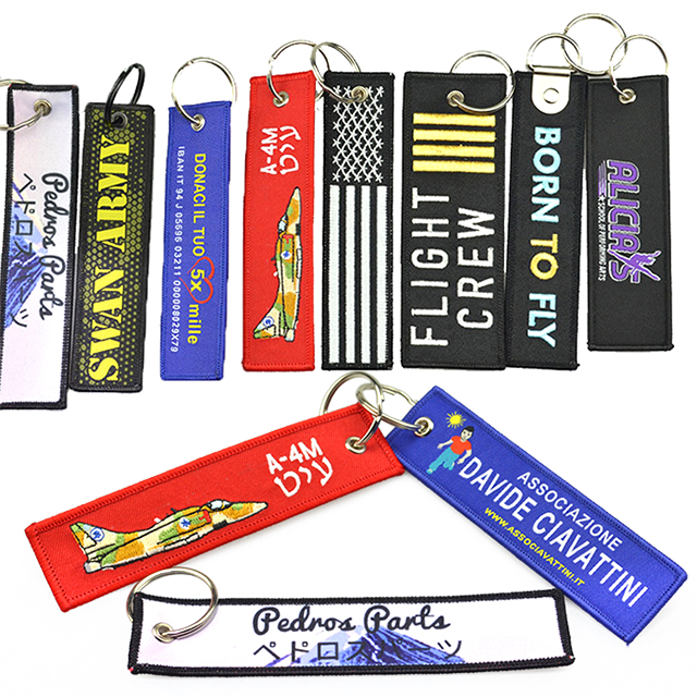 Custom Logo Creative Durable Anime Keychain Woven Embroidered Keyrings