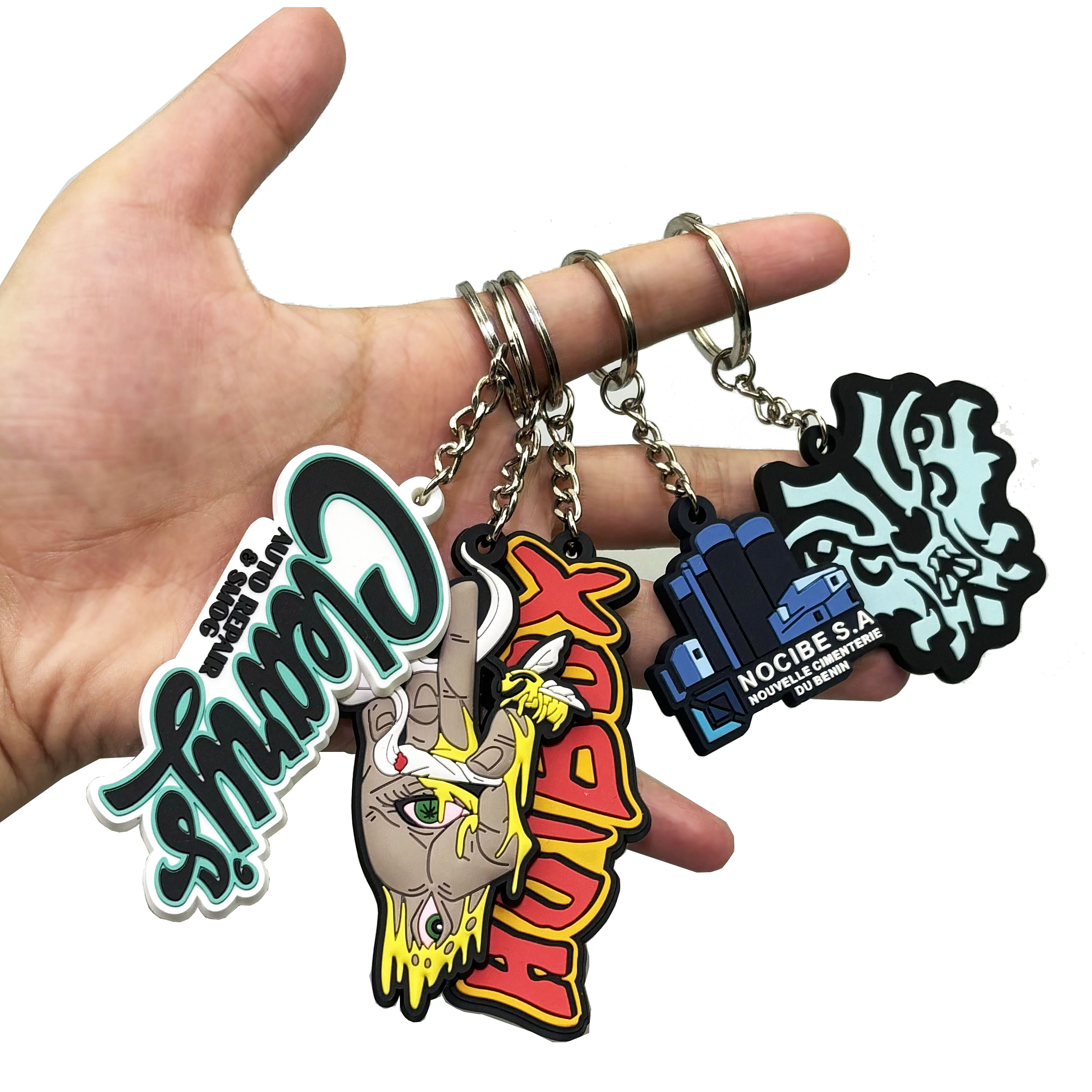 Factory Personalized Promotional Soft Pvc logo 2D Rubber Gift Key Chain Custom logo Letter Keychain