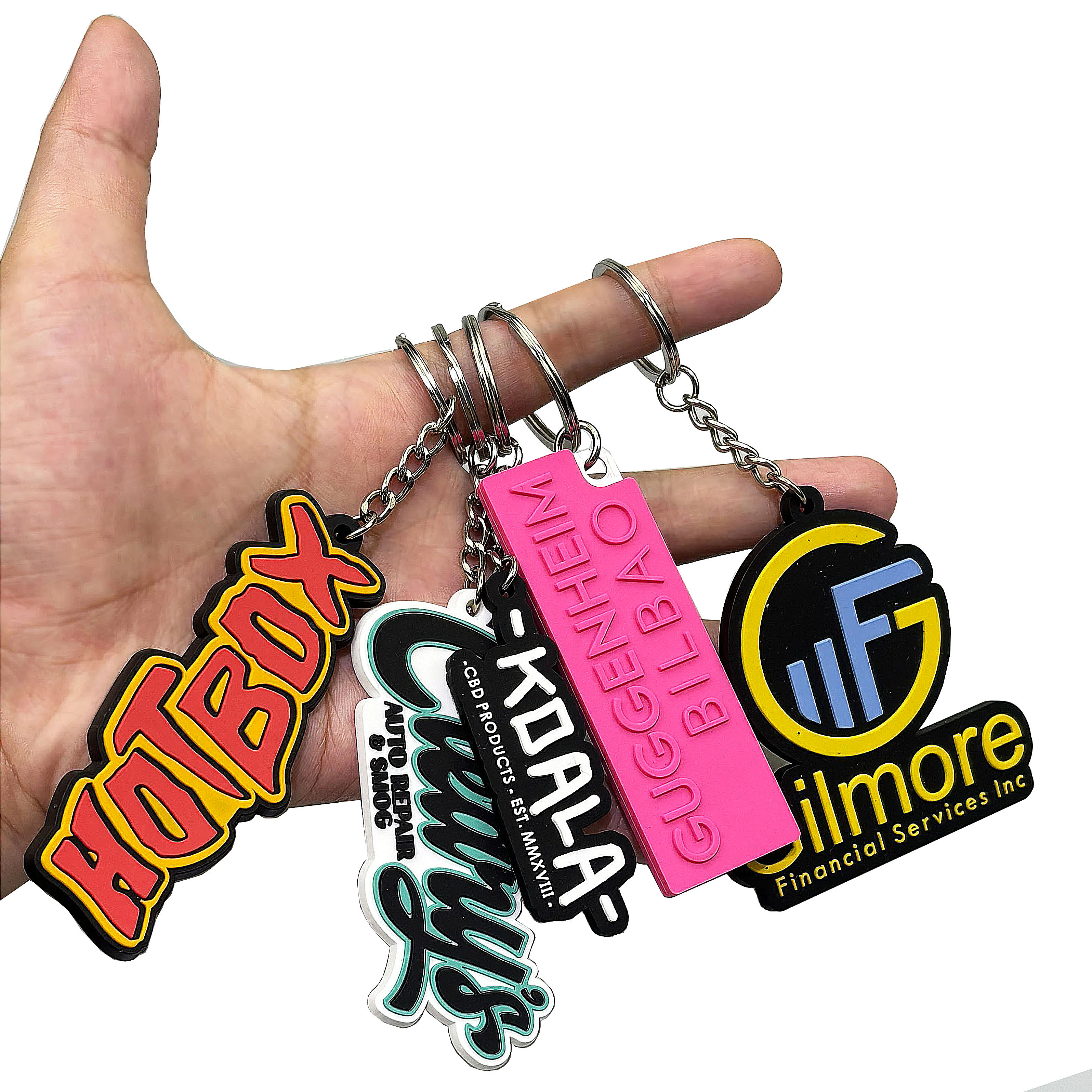 Factory Personalized Promotional Soft Pvc logo 2D Rubber Gift Key Chain Custom logo Letter Keychain
