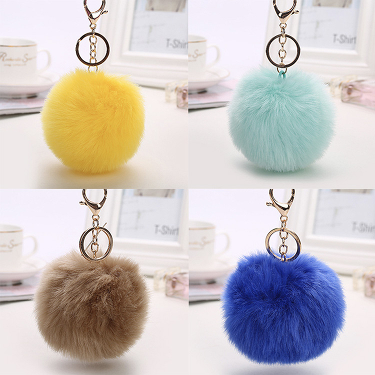 Fluffy Personalized Pompom Keychain Heart Pom Pom Key Chains Bag Accessory Keyring For Women