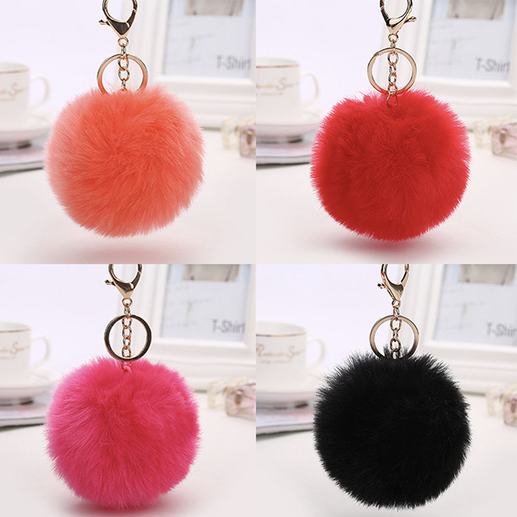 Hot Sale Cheap Personalized Simple Style Fluffy Cute Pompom Keychain Fashion Key Houlder