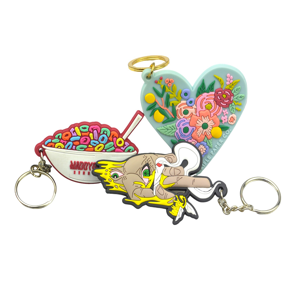 Personalized Designer Cartoon Anime Keyring Customised Soft Puffy Pvc Silicone Promotional Keychains