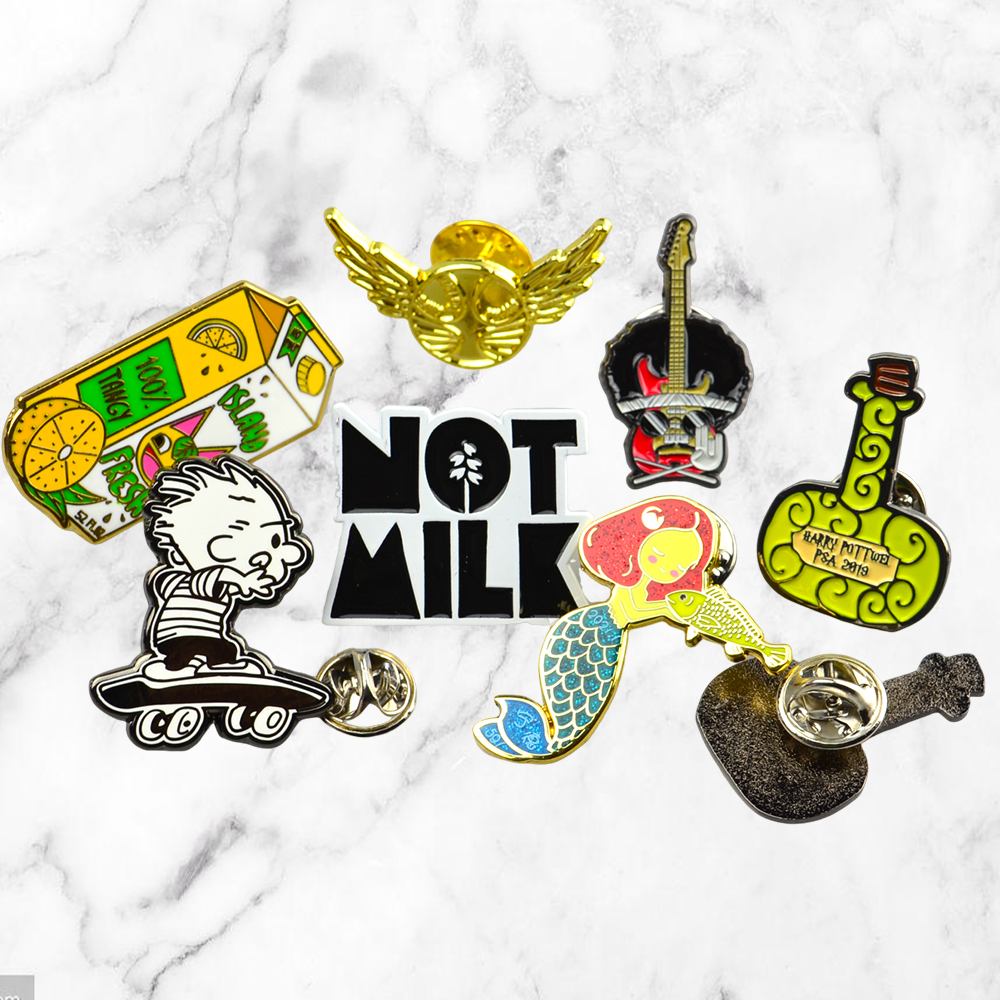 Wholesale Custom Logo Metal Crafts Lapel Pins Soft Hard Enamel Black Nickel Plating UV Sports Fashion Cartoon Animal Pins