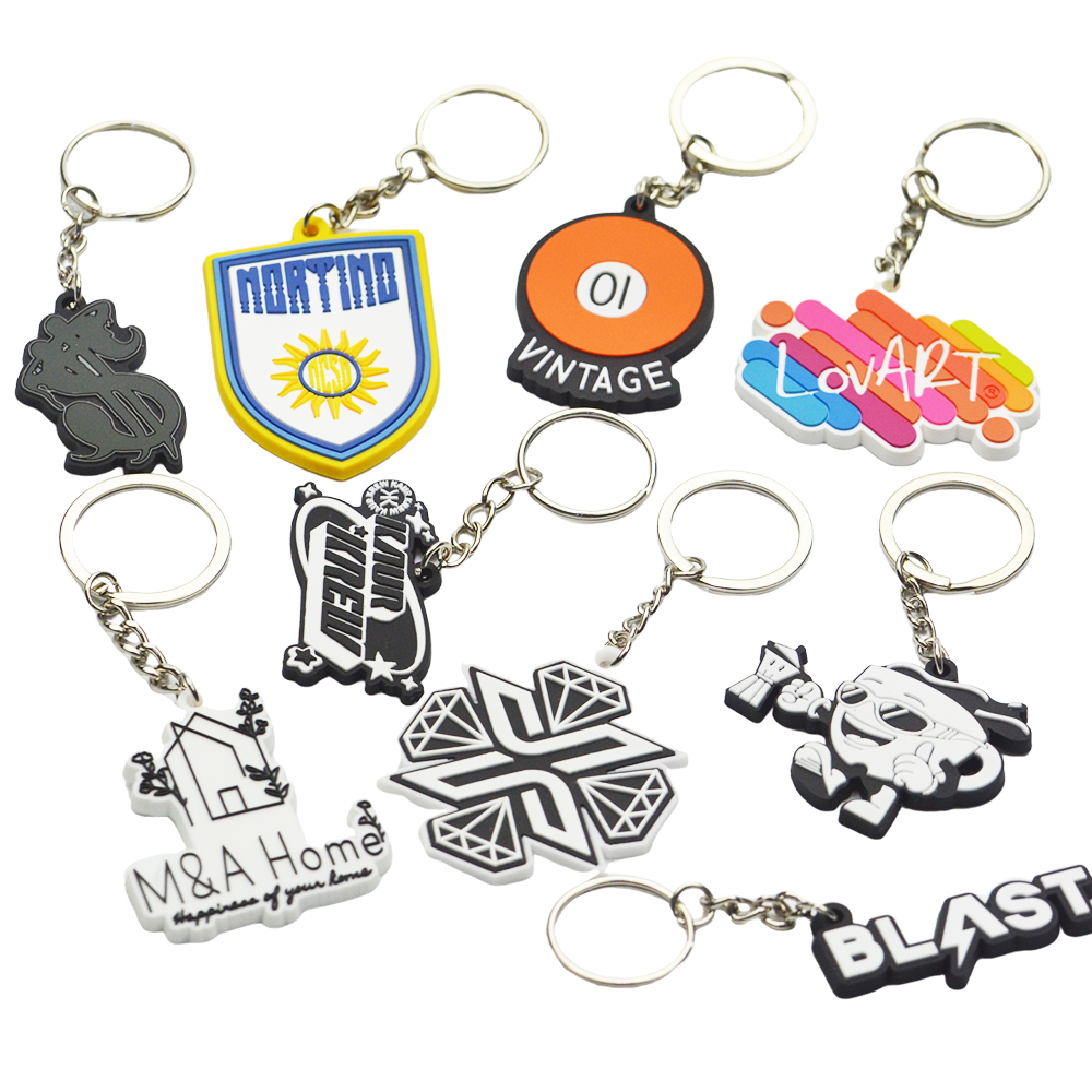 Factory Fashion Rubber Key Chain Promotional PVC Keychains Silicone Keyrings with Custom Logo for Carabiners