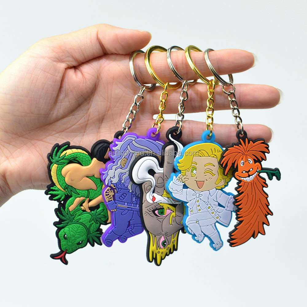 Factory Fashionable PVC Alphabet Key Chain Holder Rubber Keychain with Cartoon Style Gift for Men Women