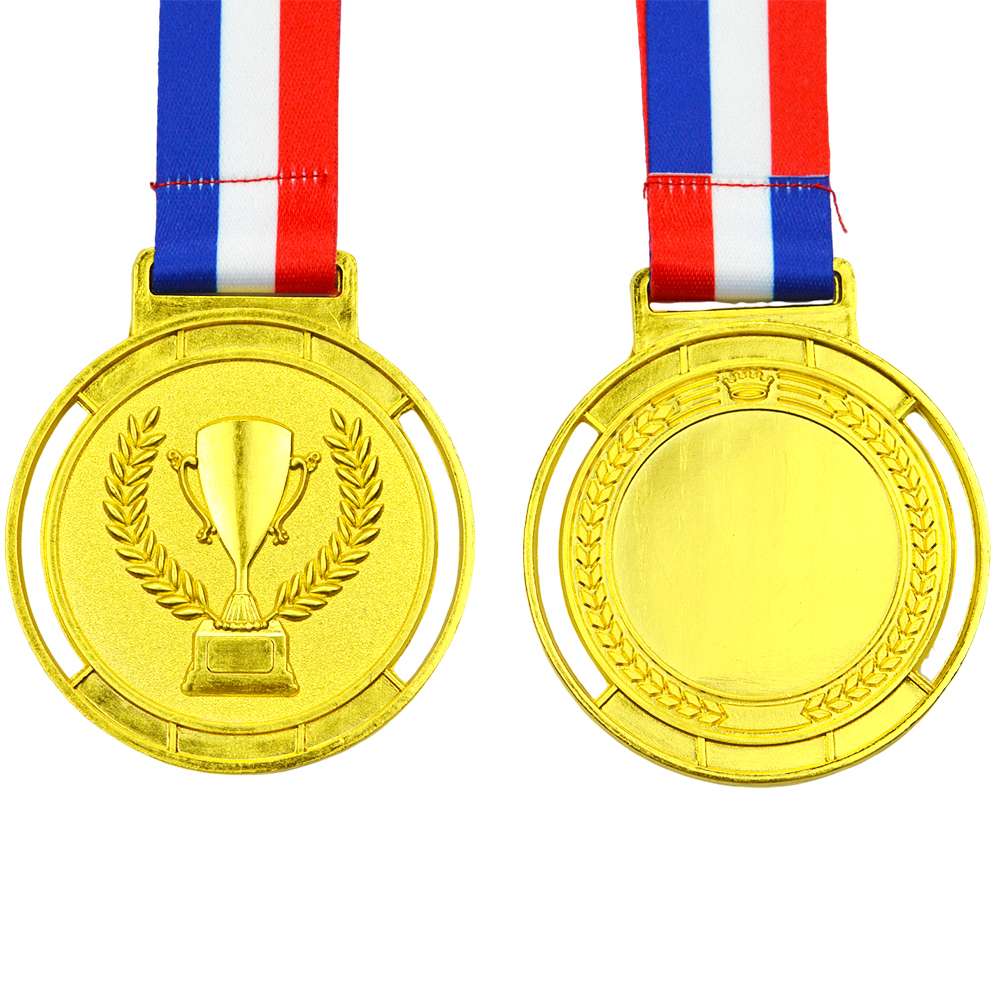 Customizable Logo Awards Blank Metal Medallion Trophies Plated Sports Award Medals Ribbon