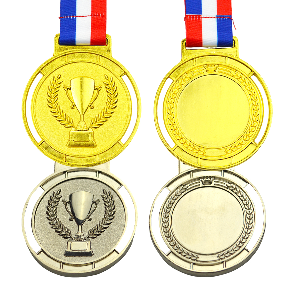 Blank Metal Insert Medallion Medal and Trophies Sublimation Awards with Ribbons Plain Crafted Metal Inserts
