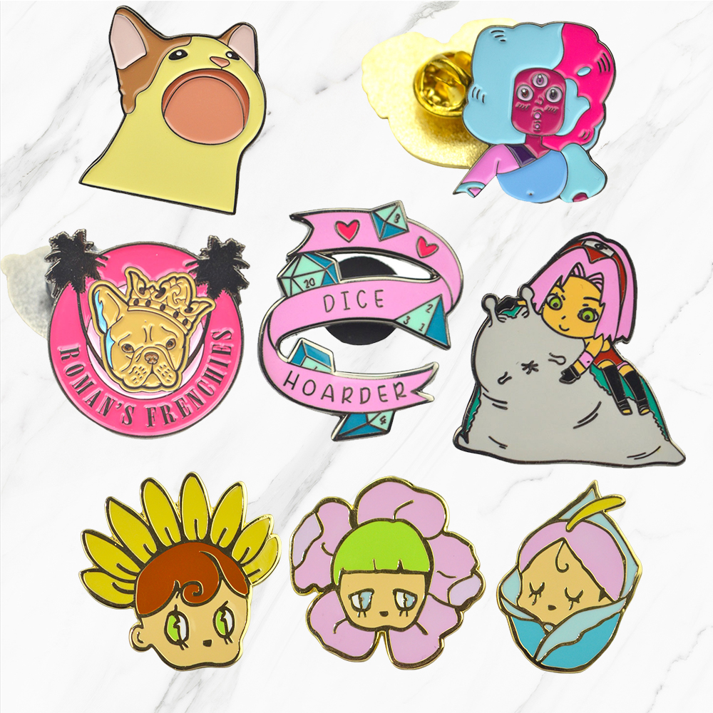 Manufacturing Custom Pink Enamel Pin Promotion Badge Hard Stamping Technique Decoration