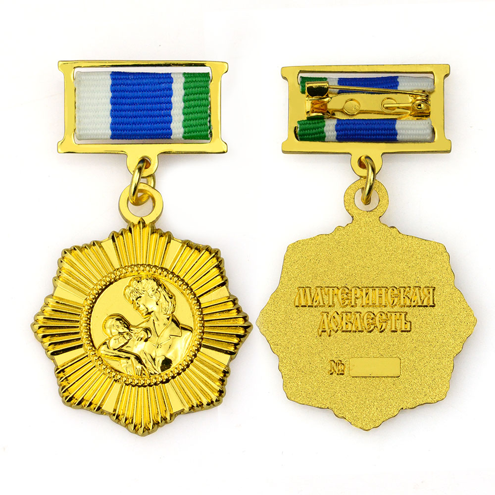 Custom Made Factory Award Medal and Badge Gold Metal Plated Honor Badges Metal Crafts Product