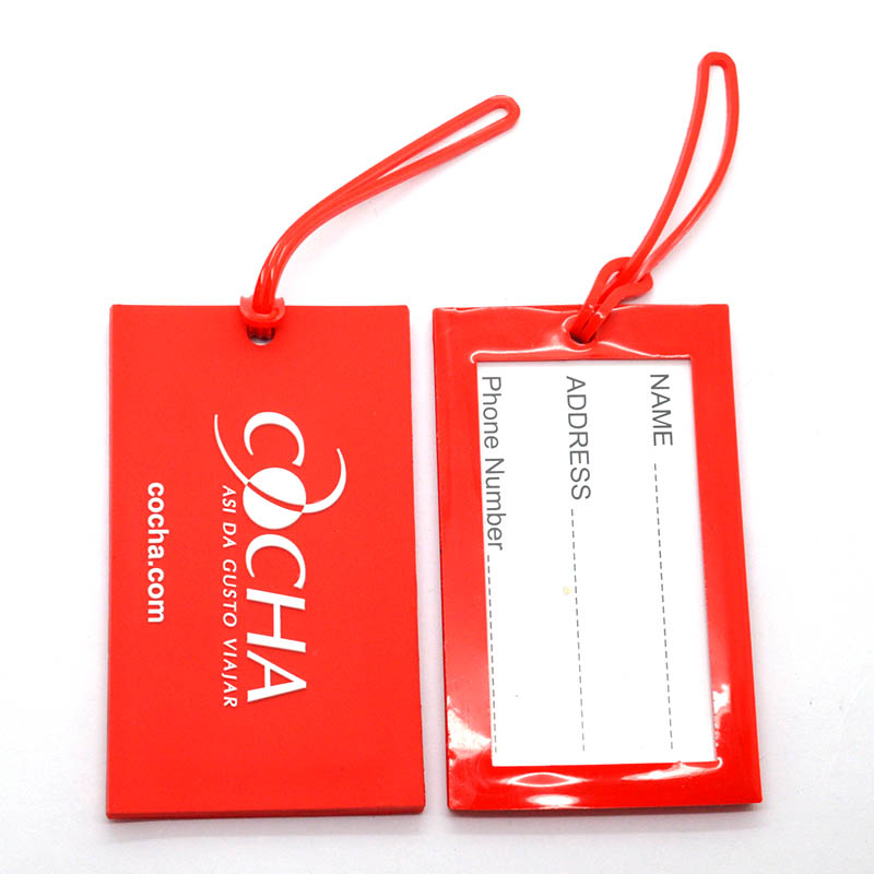 2D Custom Printed Rubber Luggage Tags Portable Thermal Transfer Printed Promotional Travel Tags