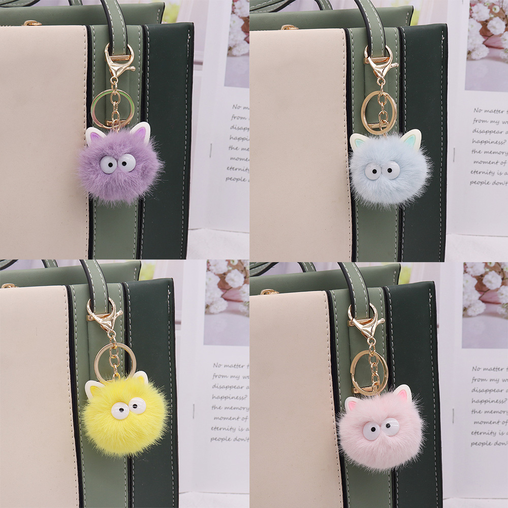Wholesale Promotional Plush Pom Pom Keychain with Zinc Alloy Digital Printed Cute Fashion Design Portable Gift Option