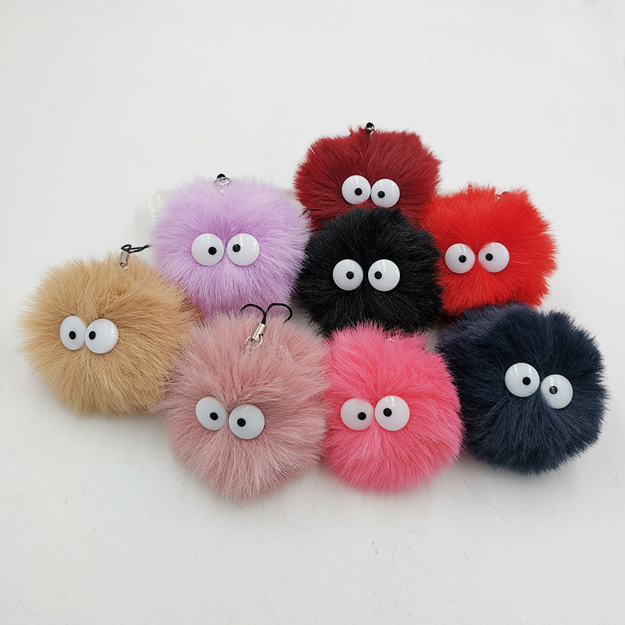 High Quality Custom Cute Little Elf Coal Ball Plush Toy Keychain Portable Earphone Schoolbag Pendant Key Chain