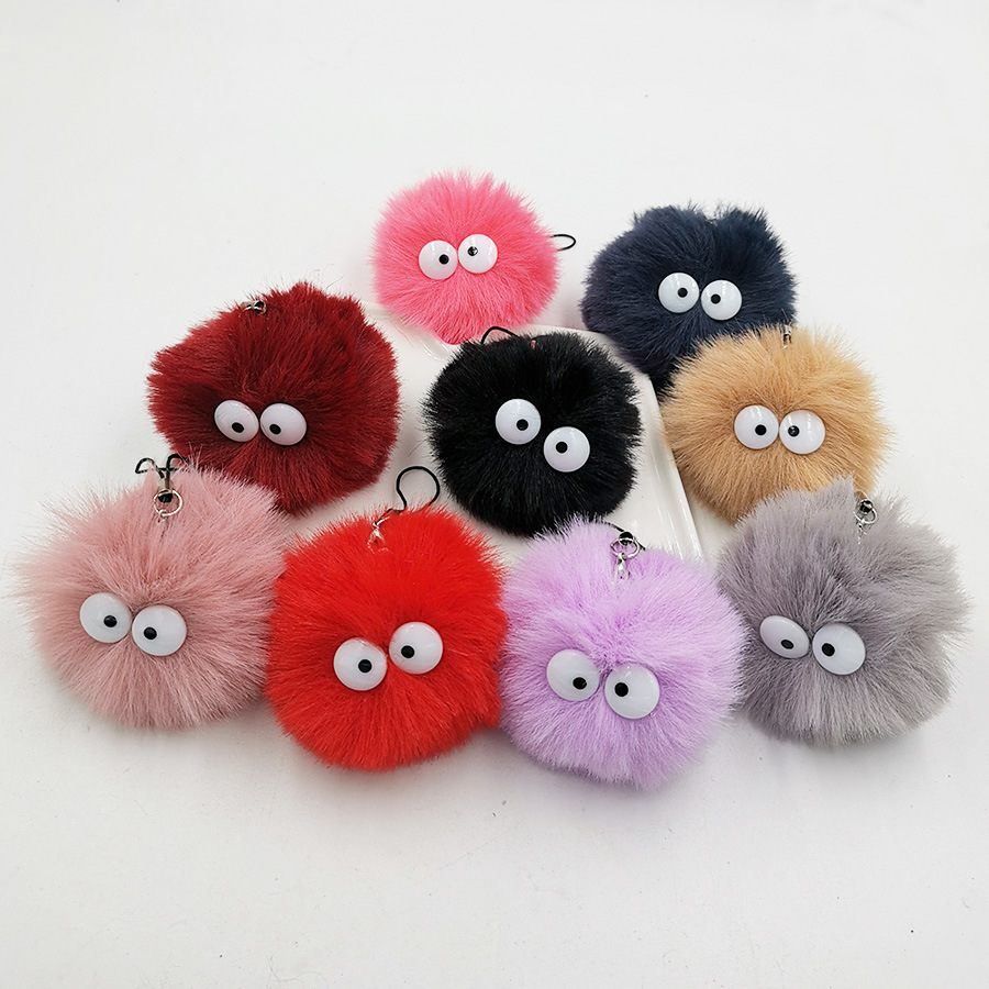 High Quality Custom Cute Little Elf Coal Ball Plush Toy Keychain Portable Earphone Schoolbag Pendant Key Chain