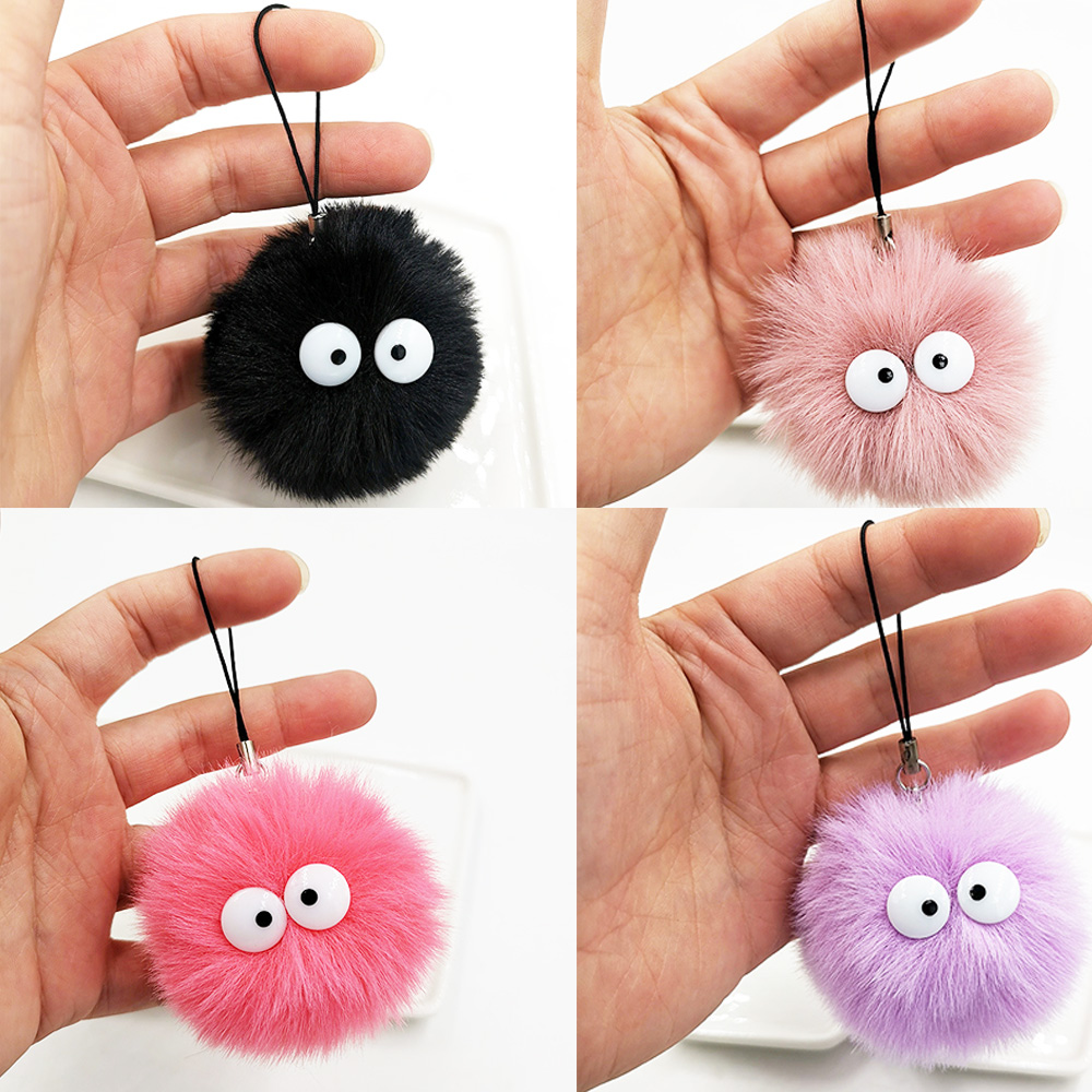 High Quality Custom Cute Little Elf Coal Ball Plush Toy Keychain Portable Earphone Schoolbag Pendant Key Chain