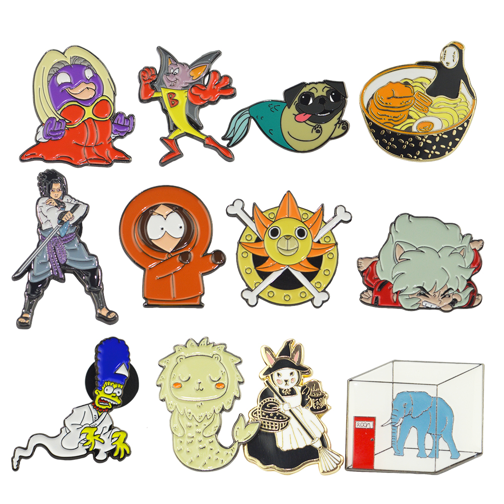 Customizable Anime Badge Fashion Pins Custom Logo Printing Enameling Technique for Clothing
