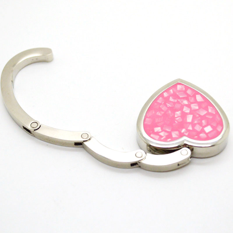Custom Logo Delicate Foldable Metal Heavy Heart Bag Hook Purse Hanger Promotional Creative Design for Women