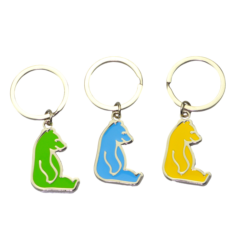 Factory Custom Logo Silver Keyring Cartoon Letter Personalised Hollowed-out Key Chain Hard Soft Enamel Metal Keychain