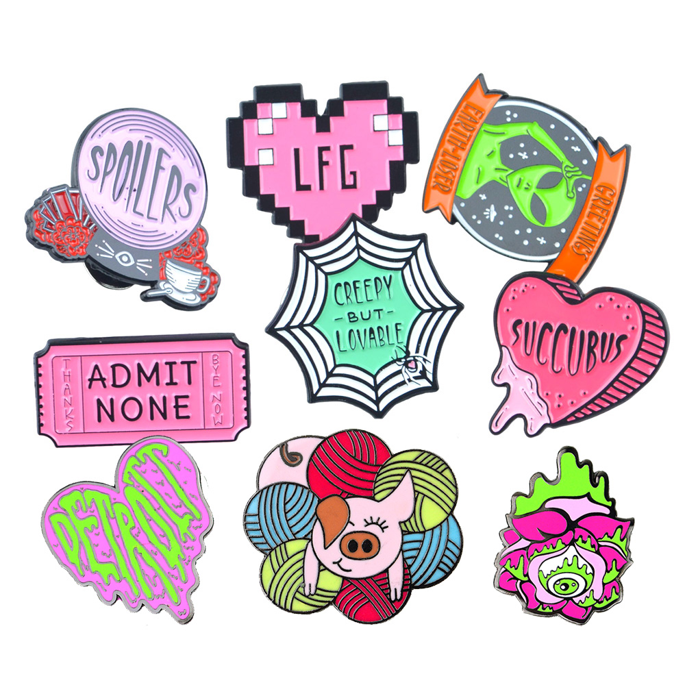 Free Sample Manufacturer Die Struck Metal Soft Enamel Pins Custom Cartoon Embossed Advertising Lapel Pins Badge