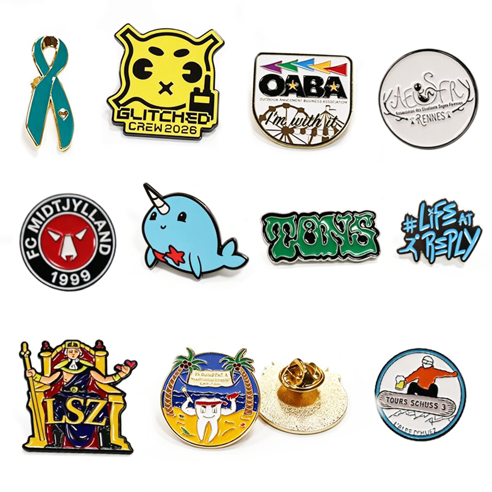 Manufacturer Free Sample Custom Logo Hard Enamel Metal Lapel Pins Letterpress Printed Flower Fashion Cartoon Badge