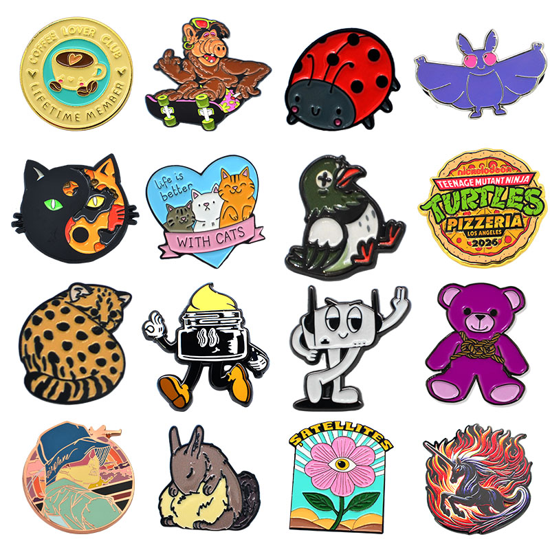 Oem Odm No Minimum Bulk Wholesale Manufacturers Design Cartoon Anime Soft Hard Metal Crafts Lapel Pins Custom Badges Enamel Pins