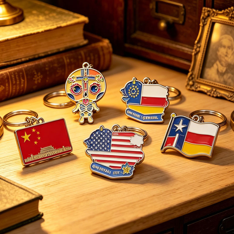 Manufacturer Custom logo Metal Souvenir Country Flag Charms Travel Flag Keychain Charms Custom Loop Keychain