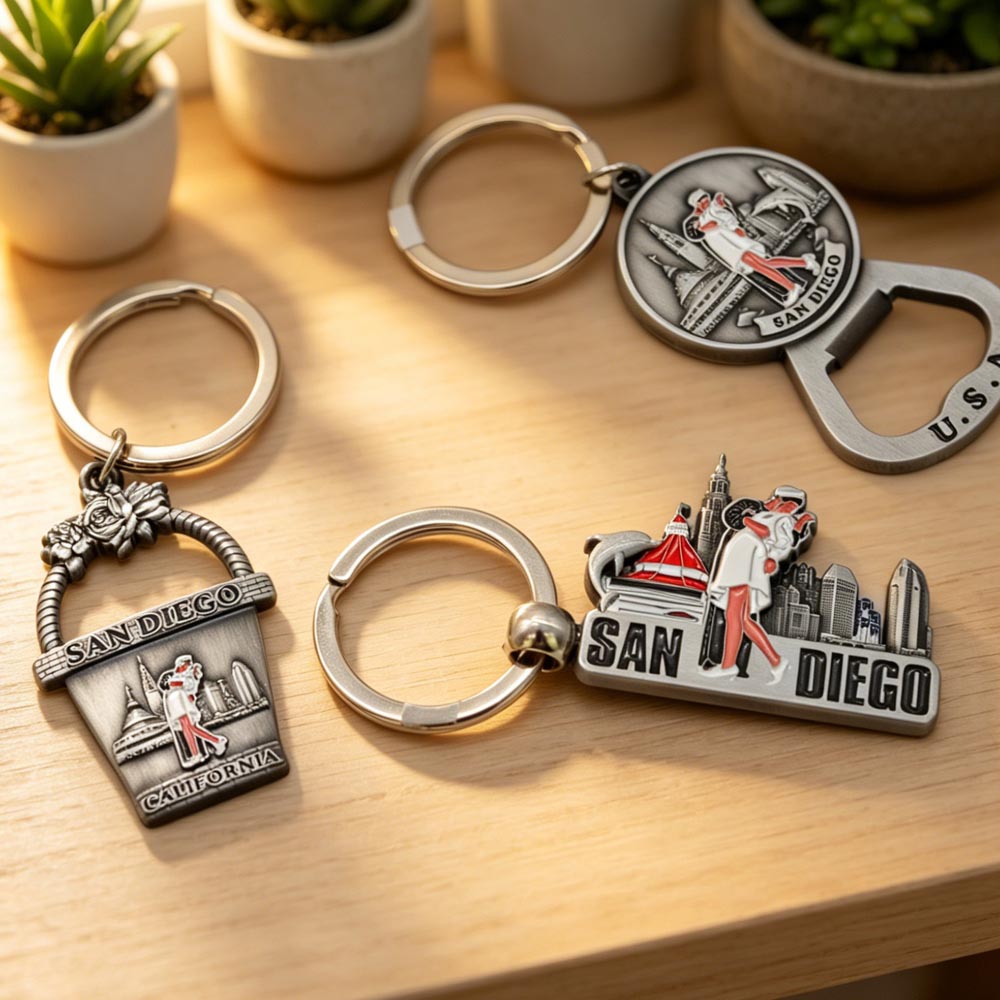 Wholesale Manufacturer Custom Metal San Diego Keychain or Souvenir 2D Keychain Parts Key Chain Ring