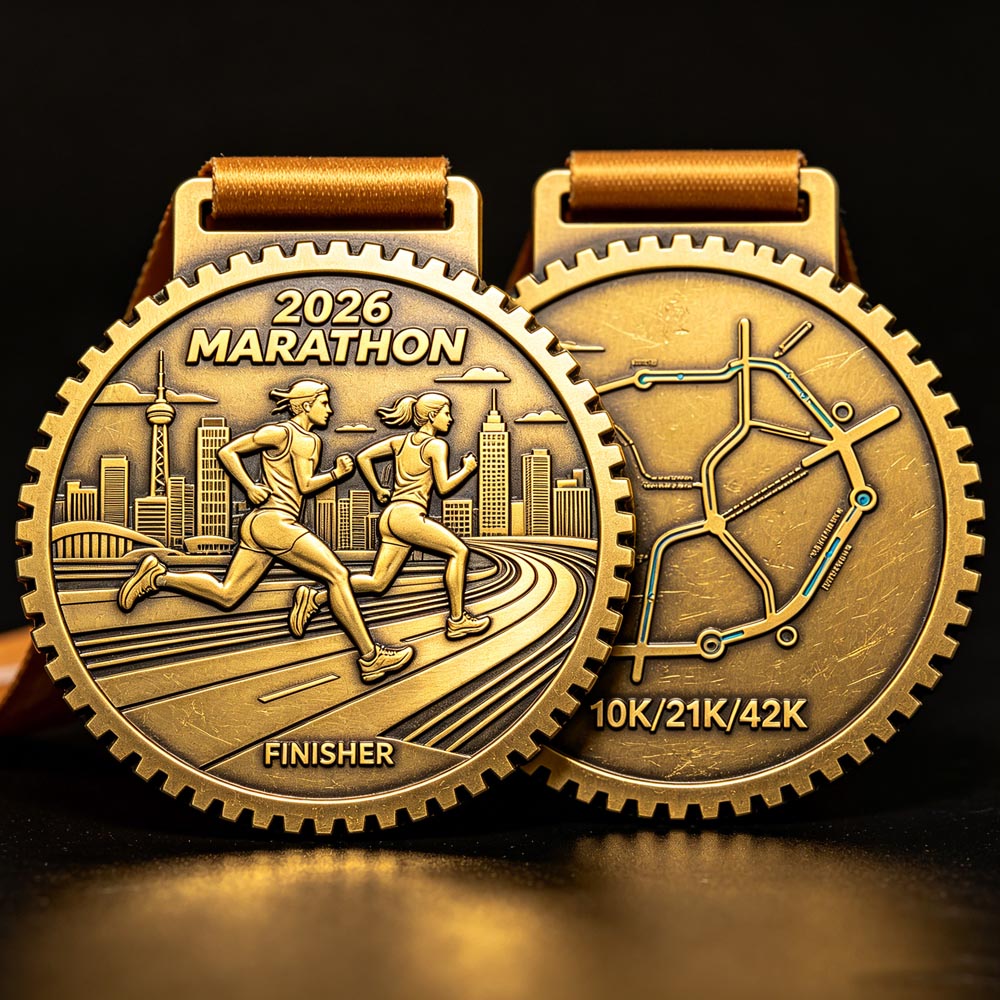 Factory Wholesale Custom Metal Sport Medal with Lanyard Ribbon High Quality Marathon Medal