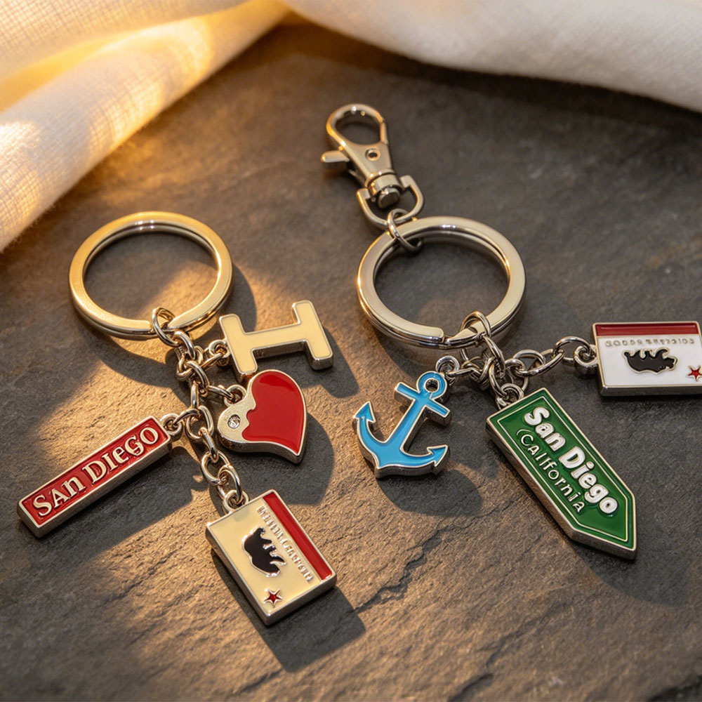 Low Mqo Custom Metal Souvenir Keychain logo En Acier Inox Cnc Steel Metal Keychain