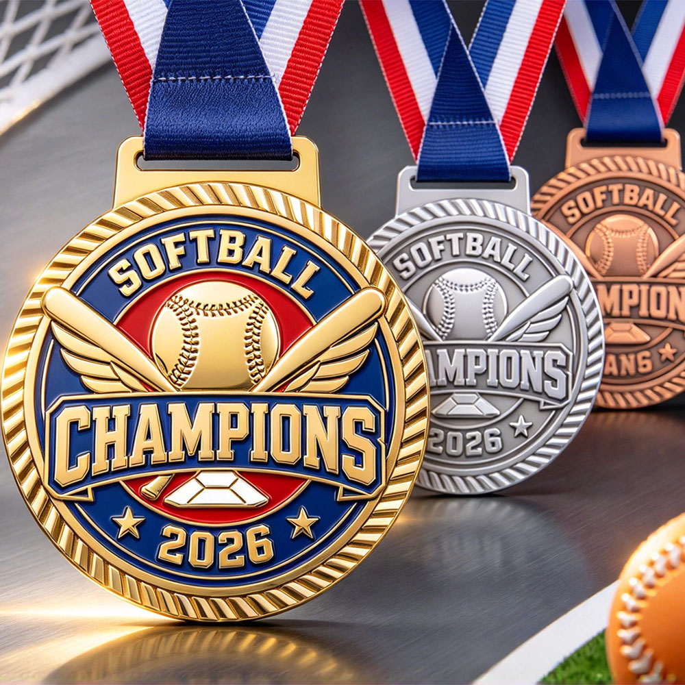 Wholesale Manufacturer Custom logo Metal Souvenir Sport Medals and Decorations Softball Medal